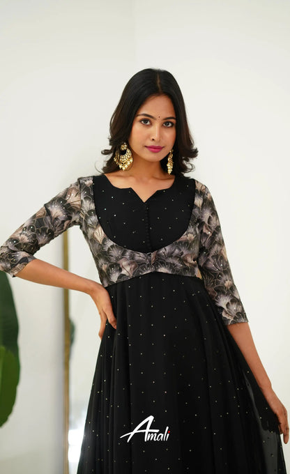 Black Georgette Anarkali Anarkalis