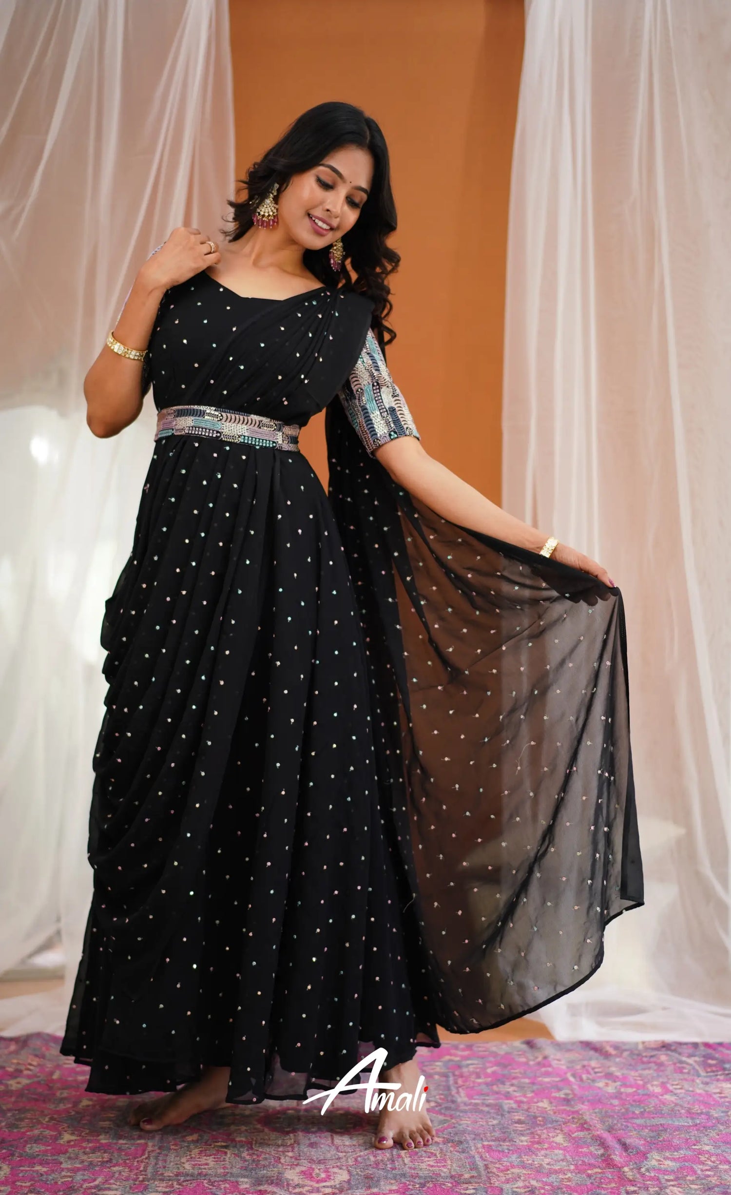 Black Georgette Long Gown Gown