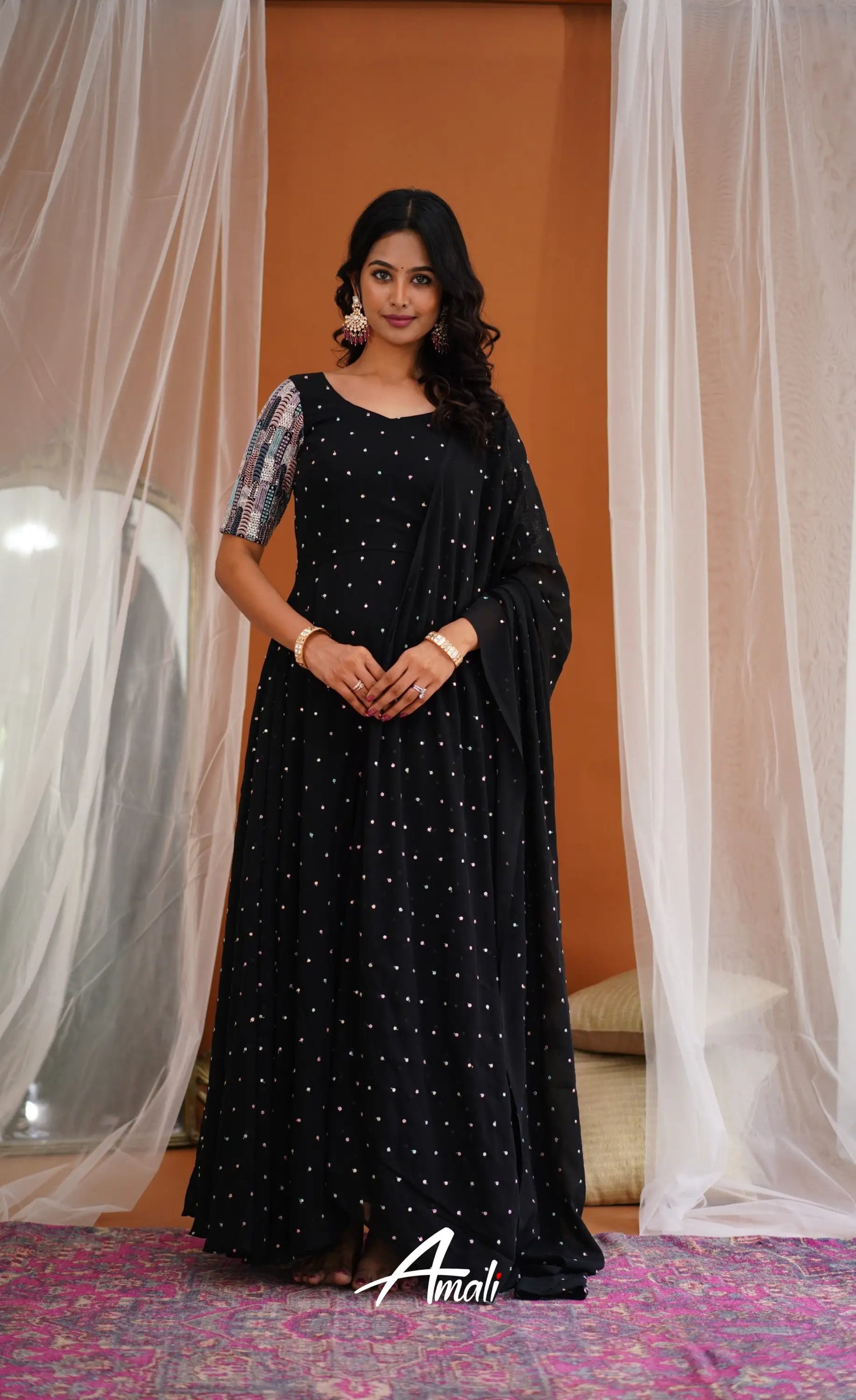 Black Georgette Long Gown Gown