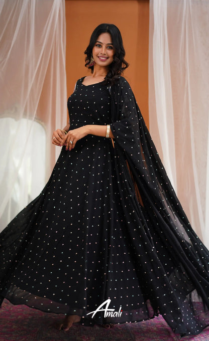 Black Georgette Long Gown Gown