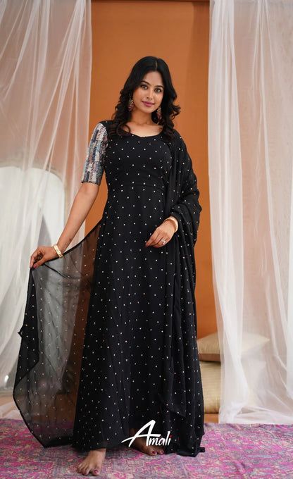 Black Georgette Long Gown Gown