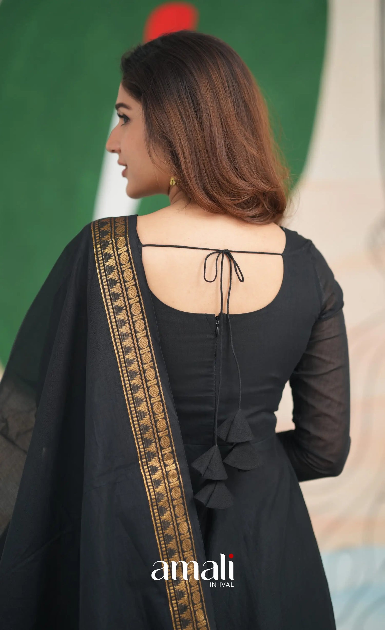 Black Kolam Cotton Anarkali Anarkalis