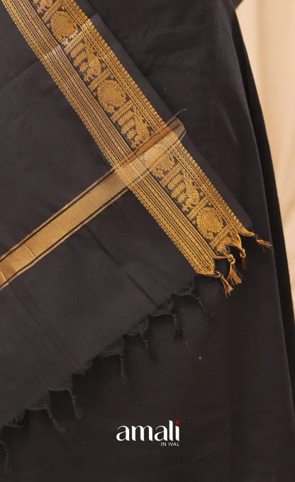 Black With Gold Chettinad Cotton Dupatta salwar