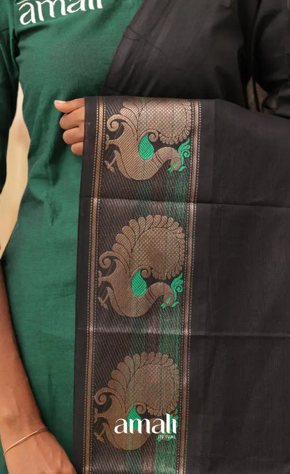 Black With Green Chettinad Cotton Dupatta salwar
