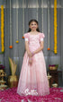 Blended Silk Pavadai Sattai - Baby Pink and White Kids-Suttis