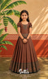 Blended Silk Pavadai Sattai - Brown and Deep Green - Kids-Suttis