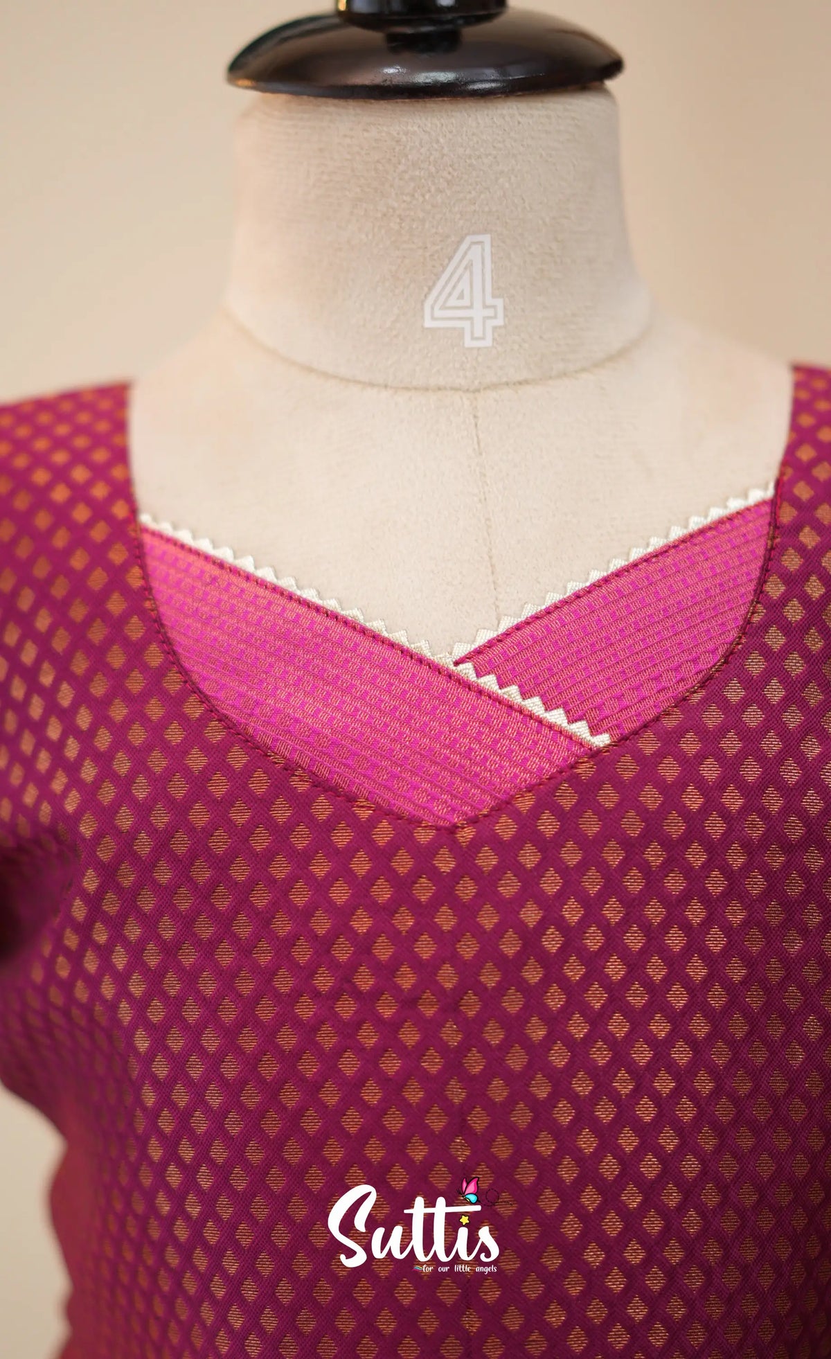Blended Silk Pavadai Sattai - Dark Magenta and Pink - Kids-Suttis