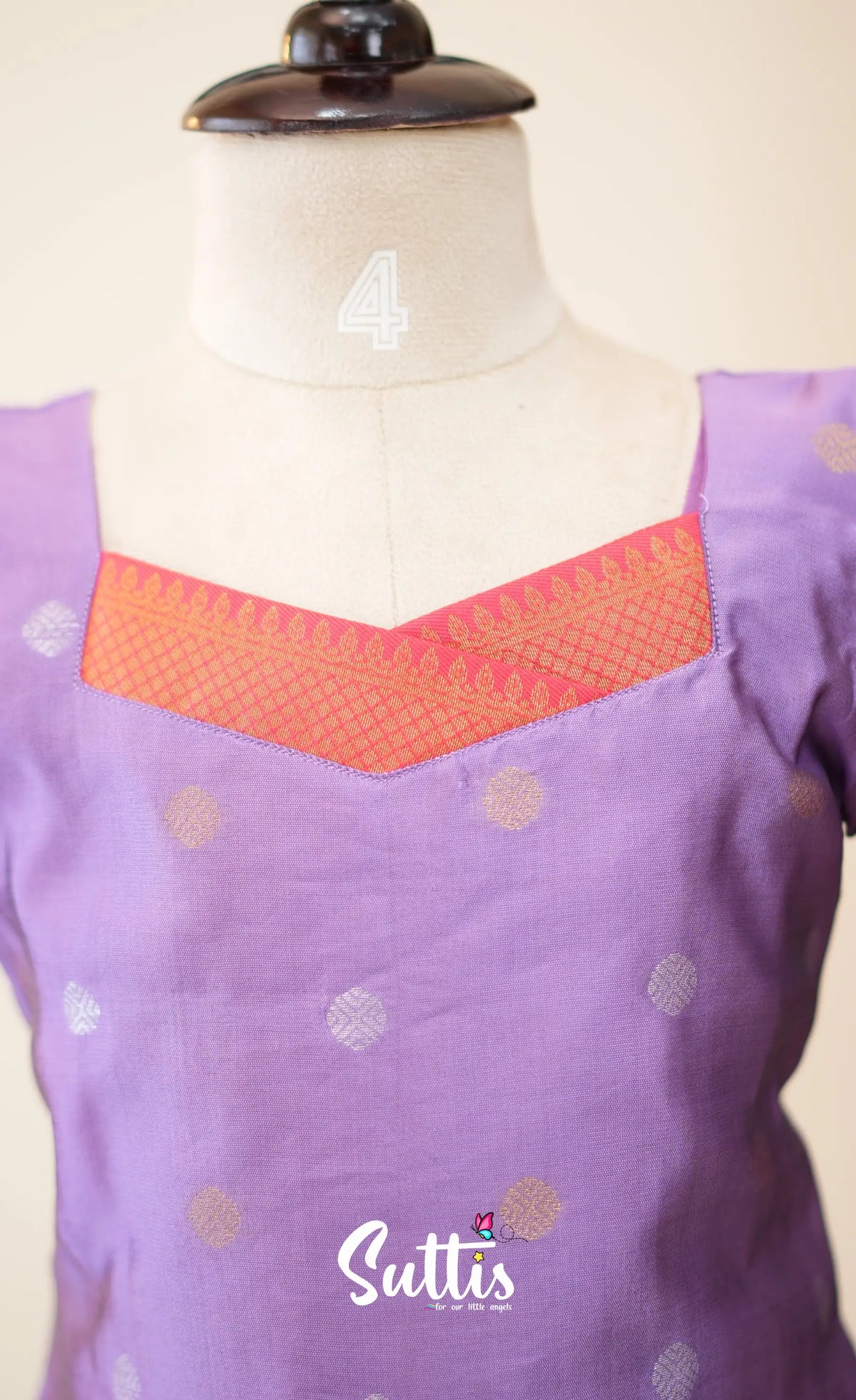 Blended Silk Pavadai Sattai - Lavender and Coral Orange - Kids-Suttis