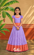 Blended Silk Pavadai Sattai - Lavender and Coral Orange - Kids-Suttis