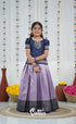 Blended Silk Pavadai Sattai Lavender and navy Blue Kids Suttis