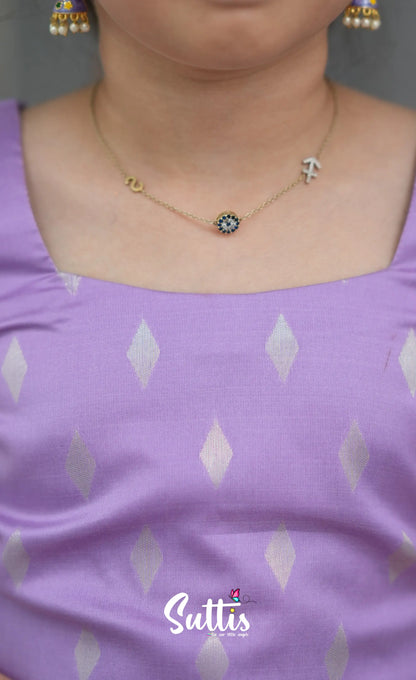 Blended Silk Pavadai Sattai - Lavender and White Kids-Suttis