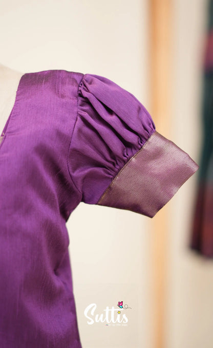Blended Silk Pavadai Sattai - Lavender - Kids-Suttis