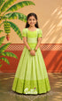 Blended Silk Pavadai Sattai - Light Green and White Checks - Kids-Suttis