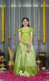 Blended Silk Pavadai Sattai - Light Green and White Kids-Suttis