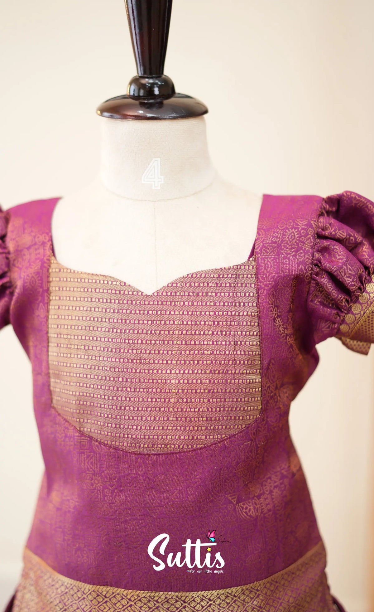 Blended Silk Pavadai Sattai - Magenta - Kids-Suttis