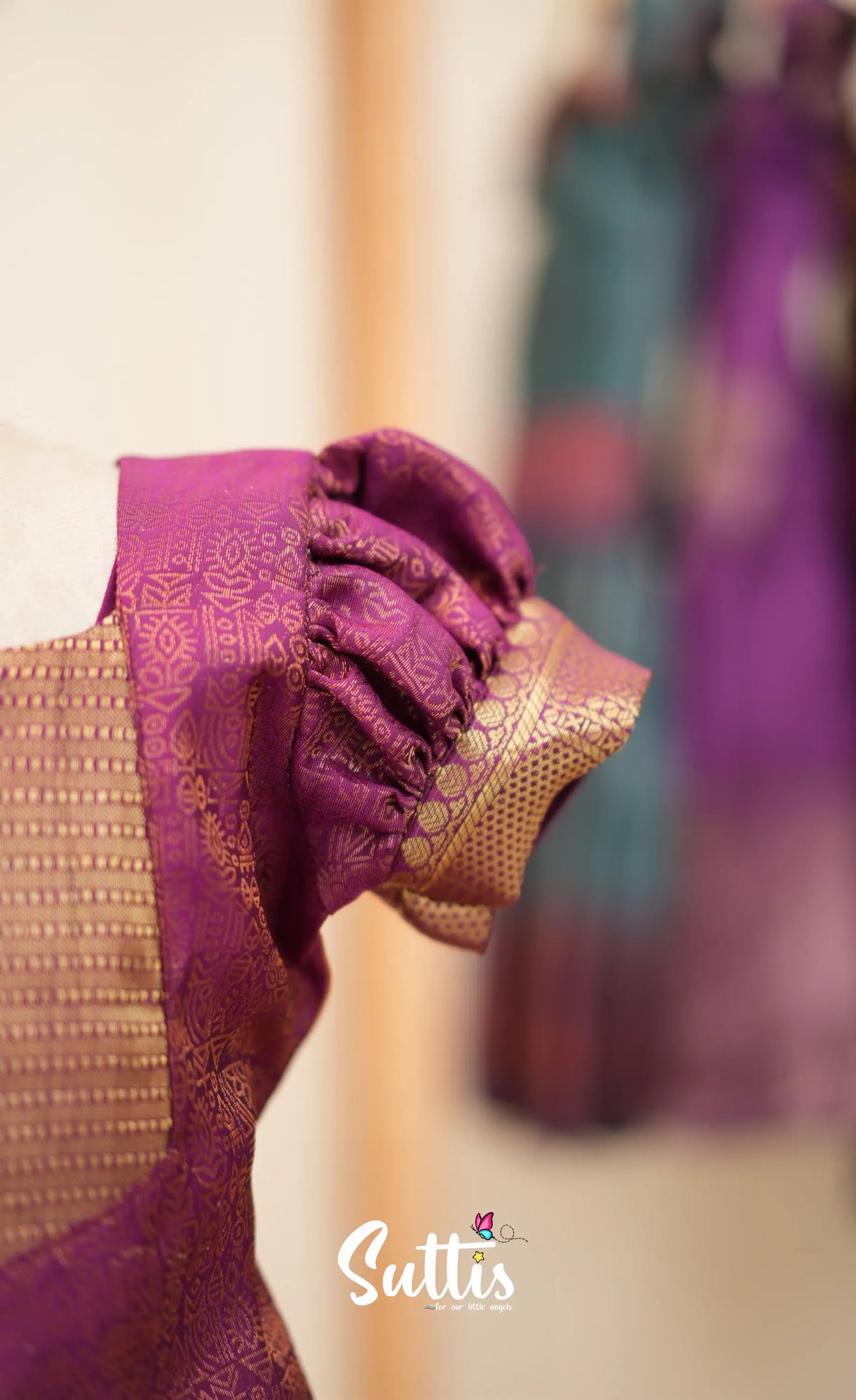 Blended Silk Pavadai Sattai - Magenta - Kids-Suttis