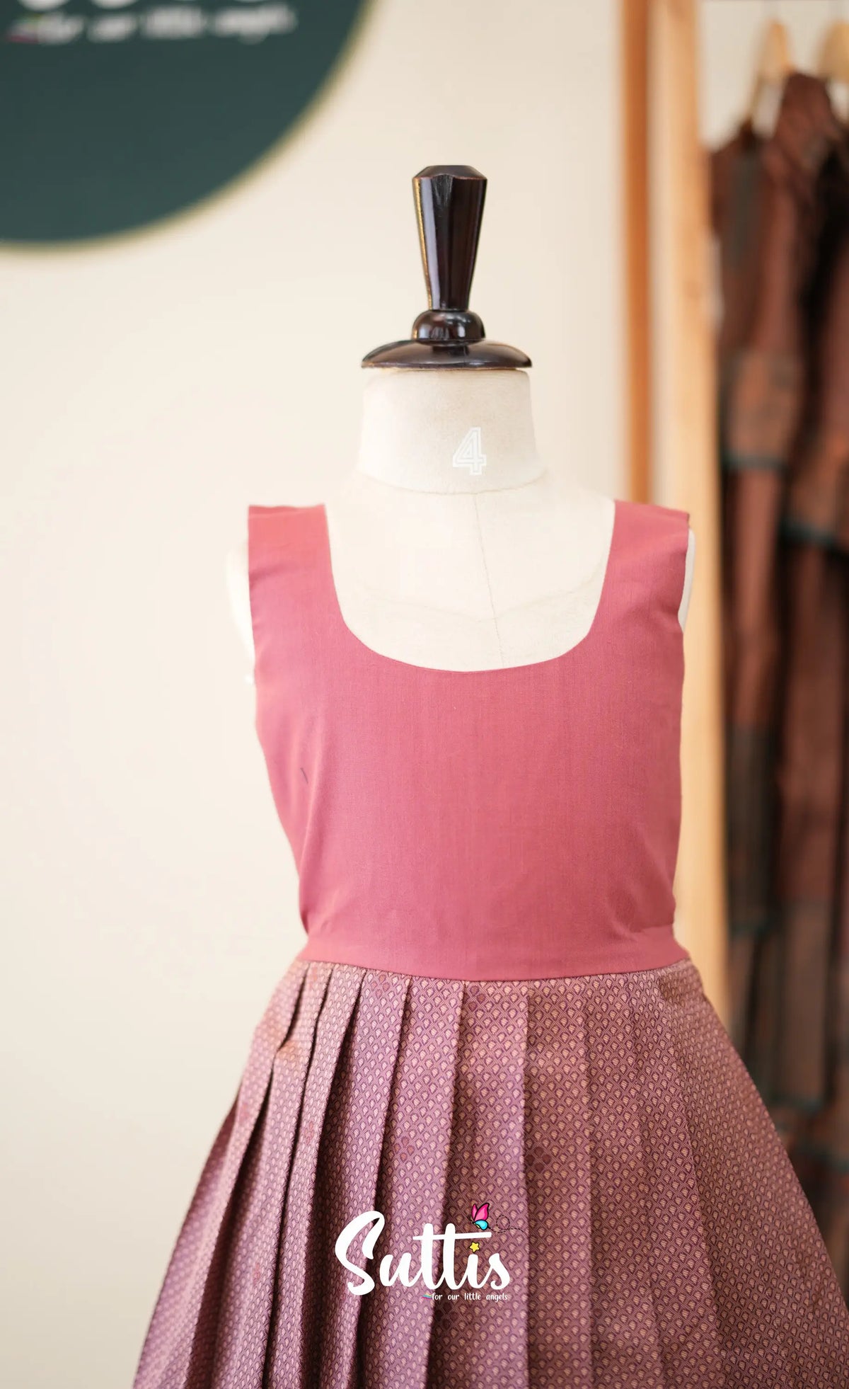 Blended Silk Pavadai Sattai - Mauve and Deep Magenta - Kids-Suttis