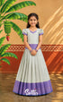 Blended Silk Pavadai Sattai - Pastel Blue and Royal Blue - Kids-Suttis
