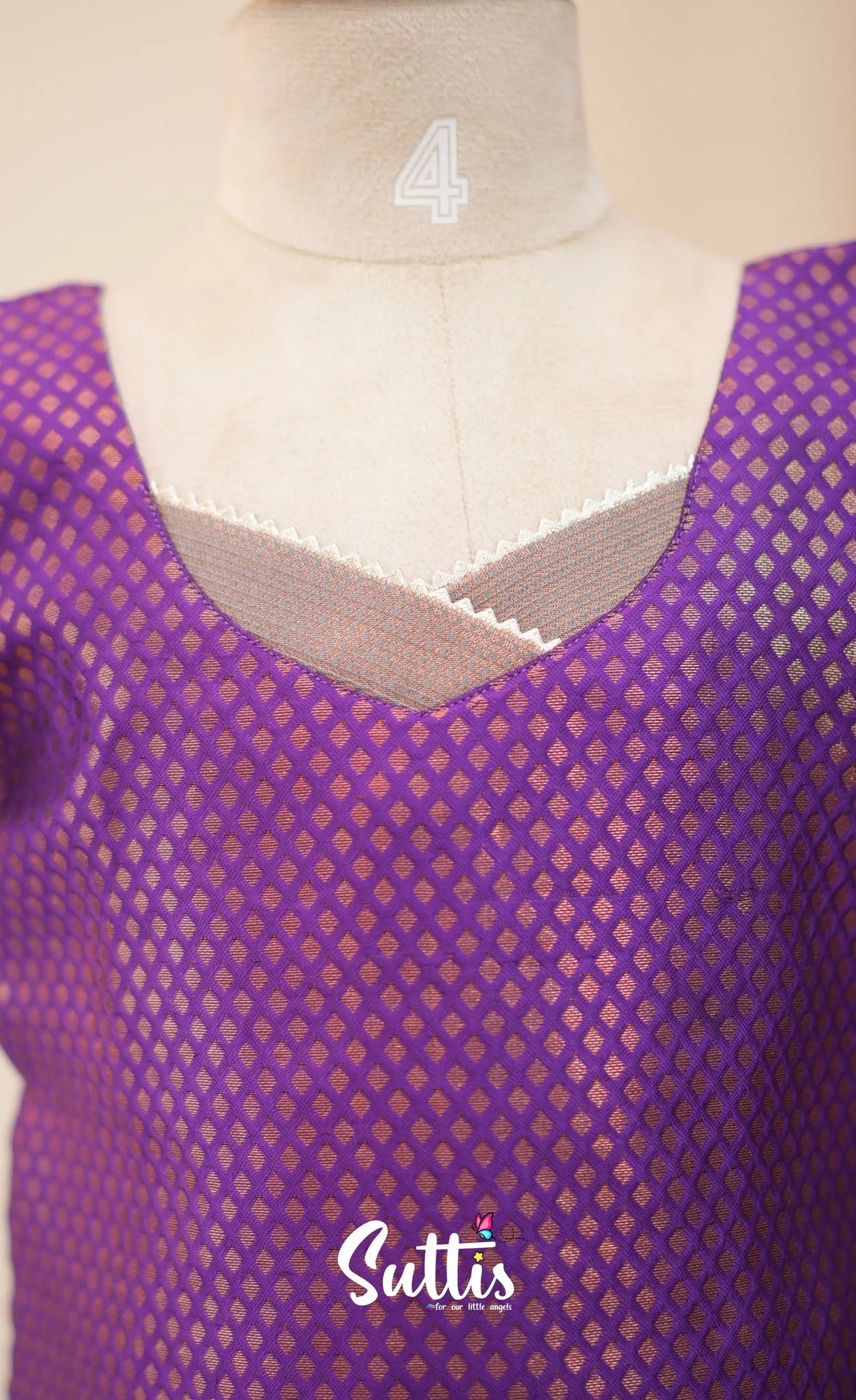 Blended Silk Pavadai Sattai - Purple and Grey - Kids-Suttis