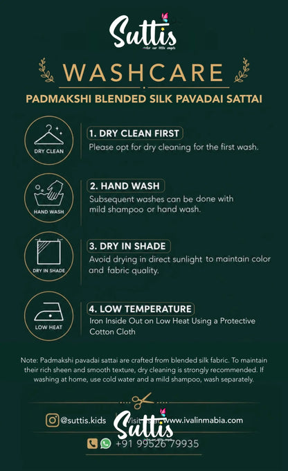 Blended Silk Pavadai Sattai - Two tone Blue and Royal Blue - Kids-Suttis