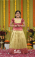 Blended Silk Pavadai Sattai - Yellow and Maroon Kids-Suttis