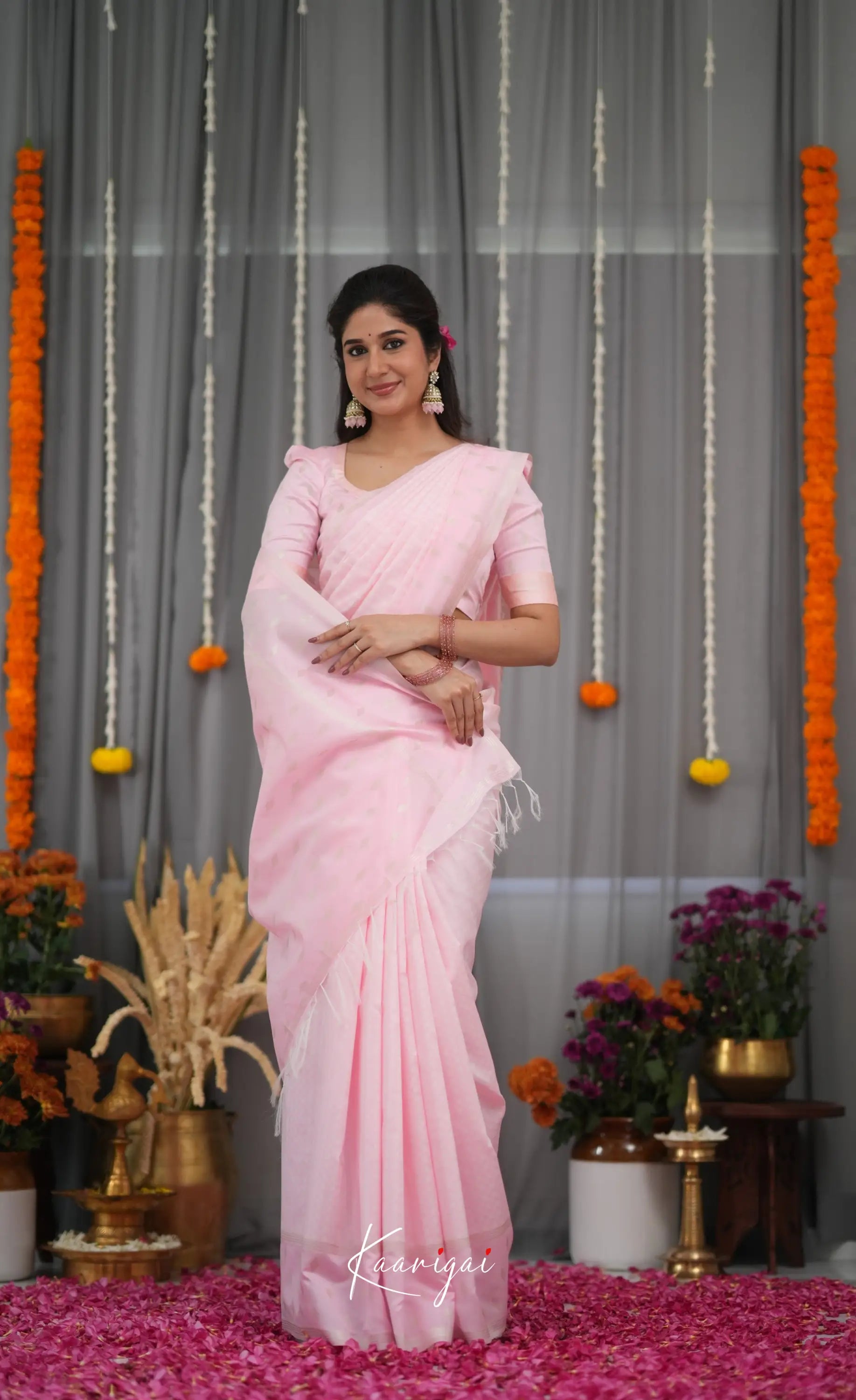 Blended Silk Saree - Baby Pink Sarees