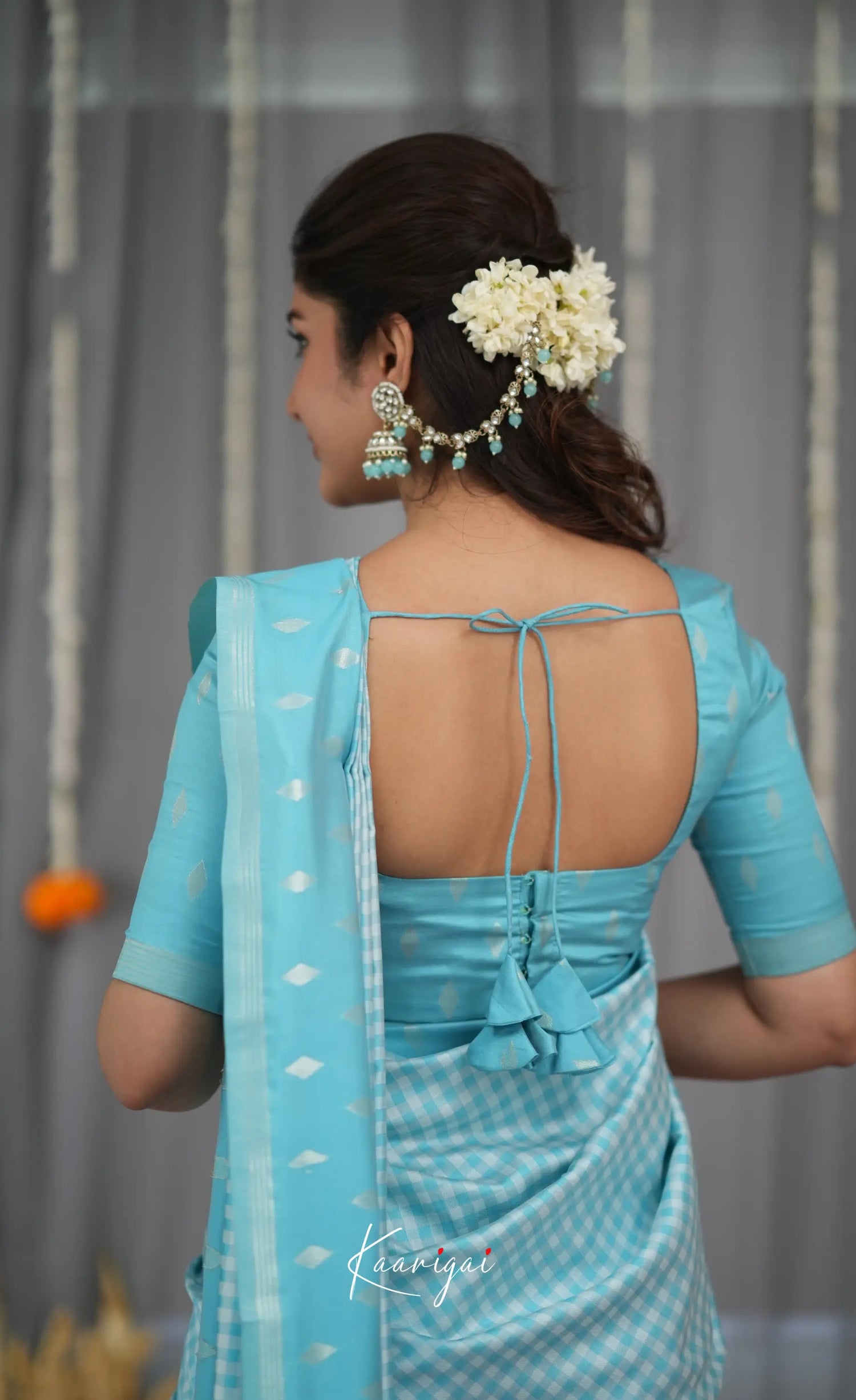 Blended Silk Saree Sky Blue – Ivalinmabia - Main Image