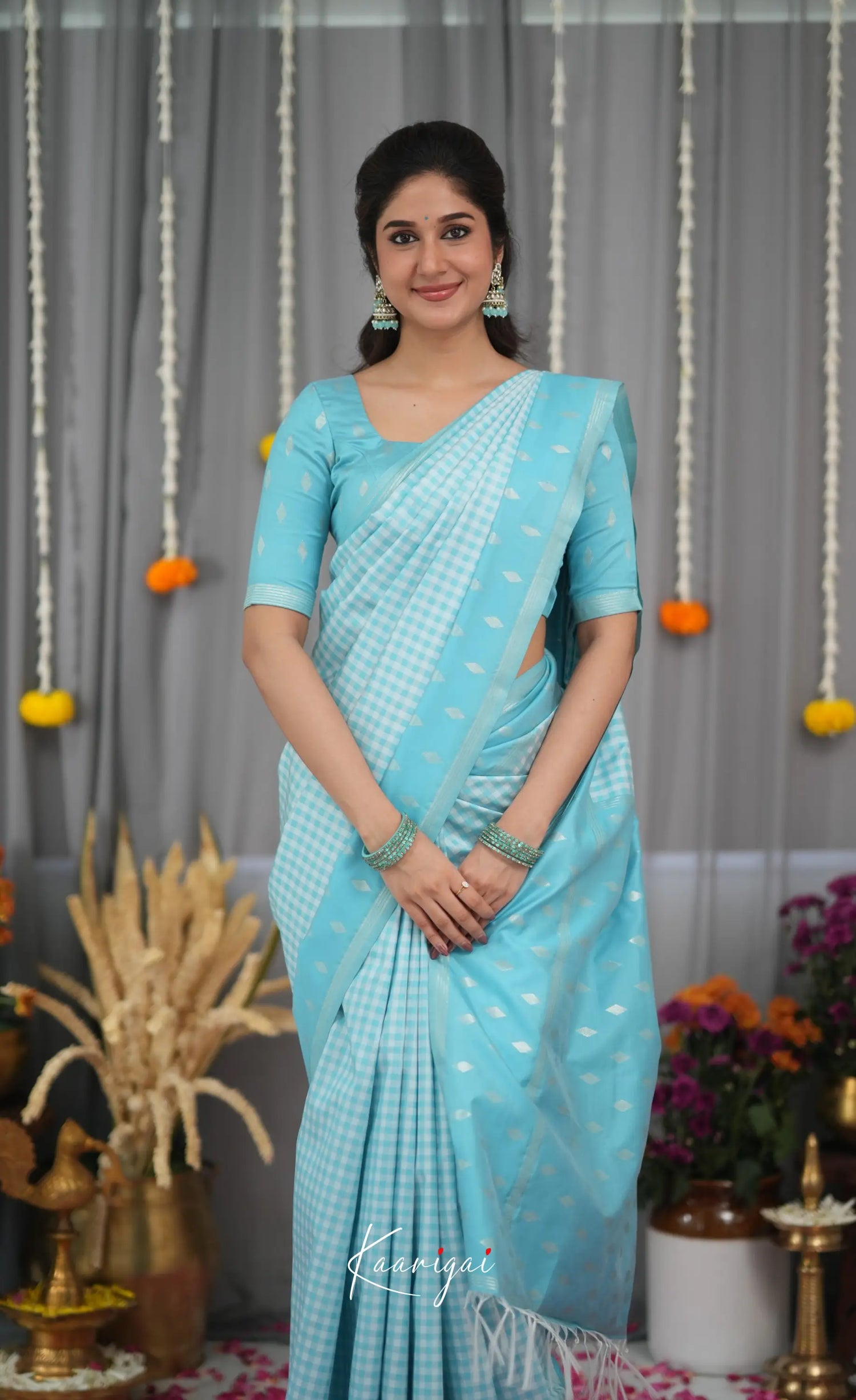 Blended Silk Saree - Sky Blue Sarees