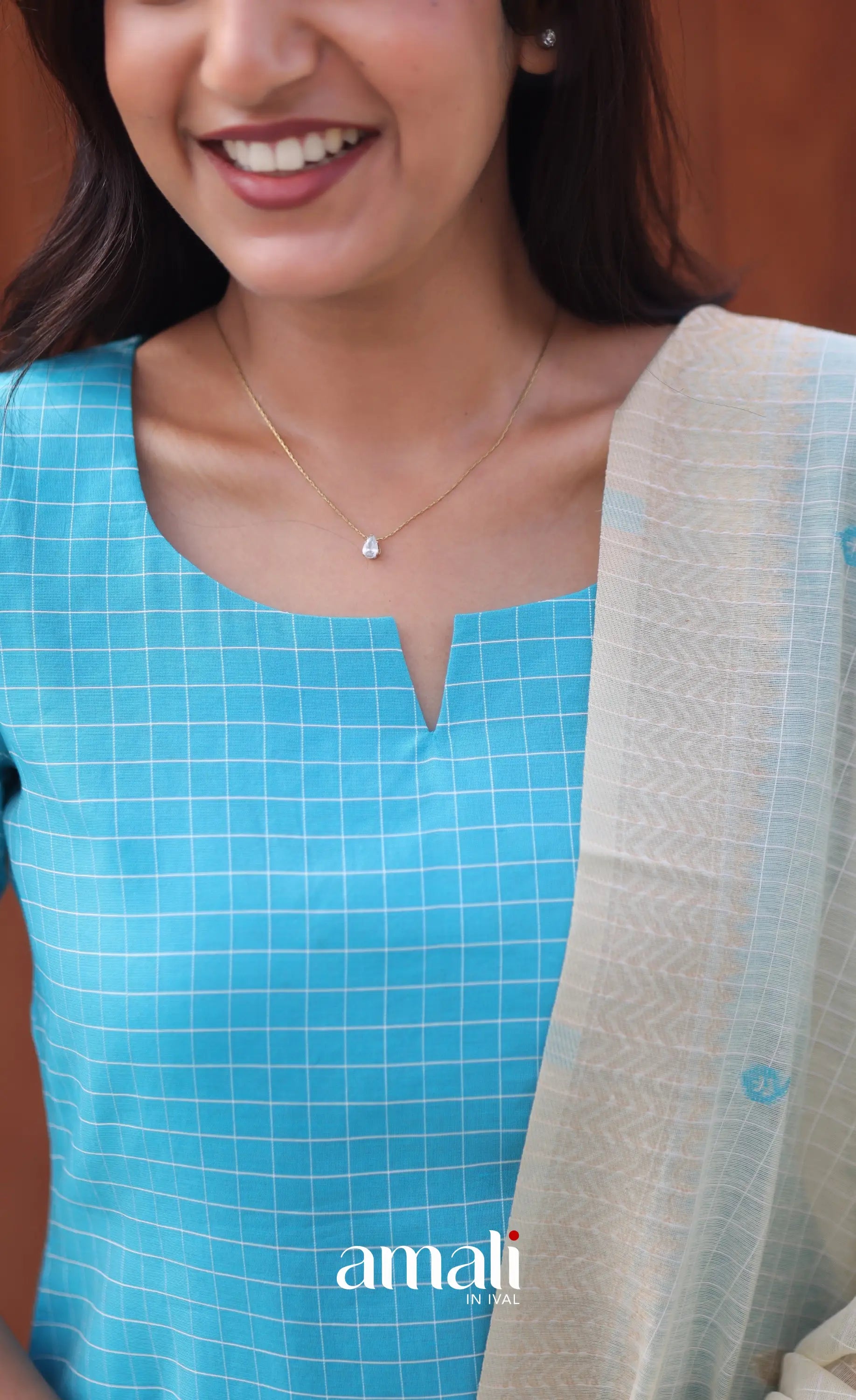Blue and Cream Silk Cotton Salwar - salwar
