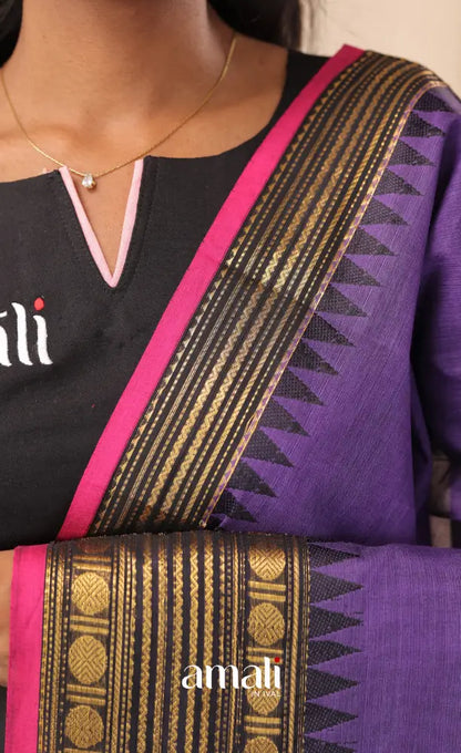 Bluish Purple With Pink Chettinad Cotton Dupatta salwar