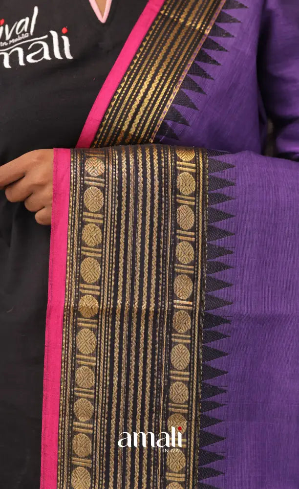 Bluish Purple With Pink Chettinad Cotton Dupatta salwar