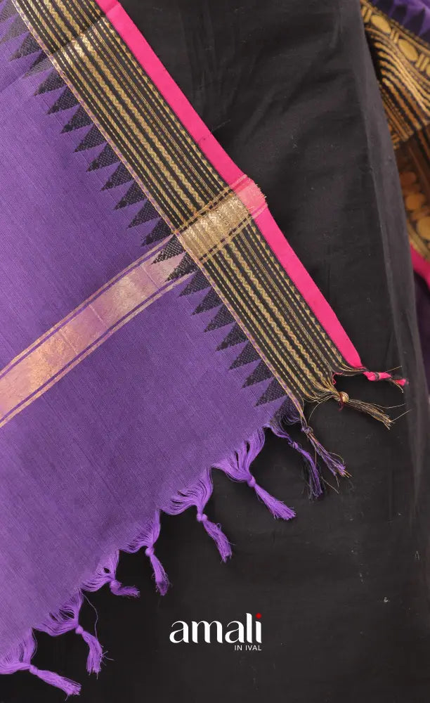 Bluish Purple With Pink Chettinad Cotton Dupatta salwar