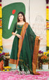 Bottle green and Mustard yellow Narayanpet Cotton Anarkali - Anarkalis