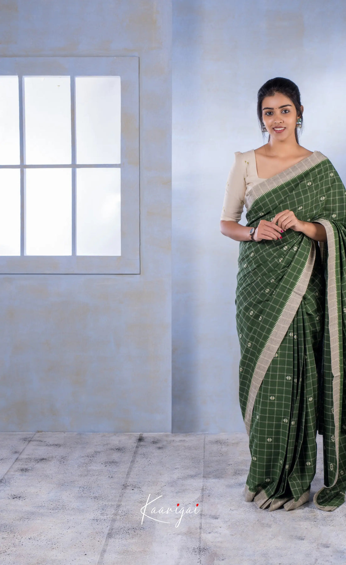 Bottle Green Handloom Cotton Saree Sarees