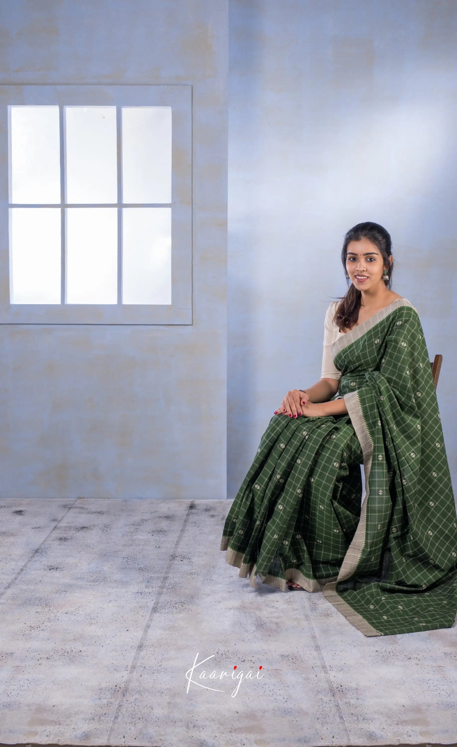 Bottle Green Handloom Cotton Saree Sarees