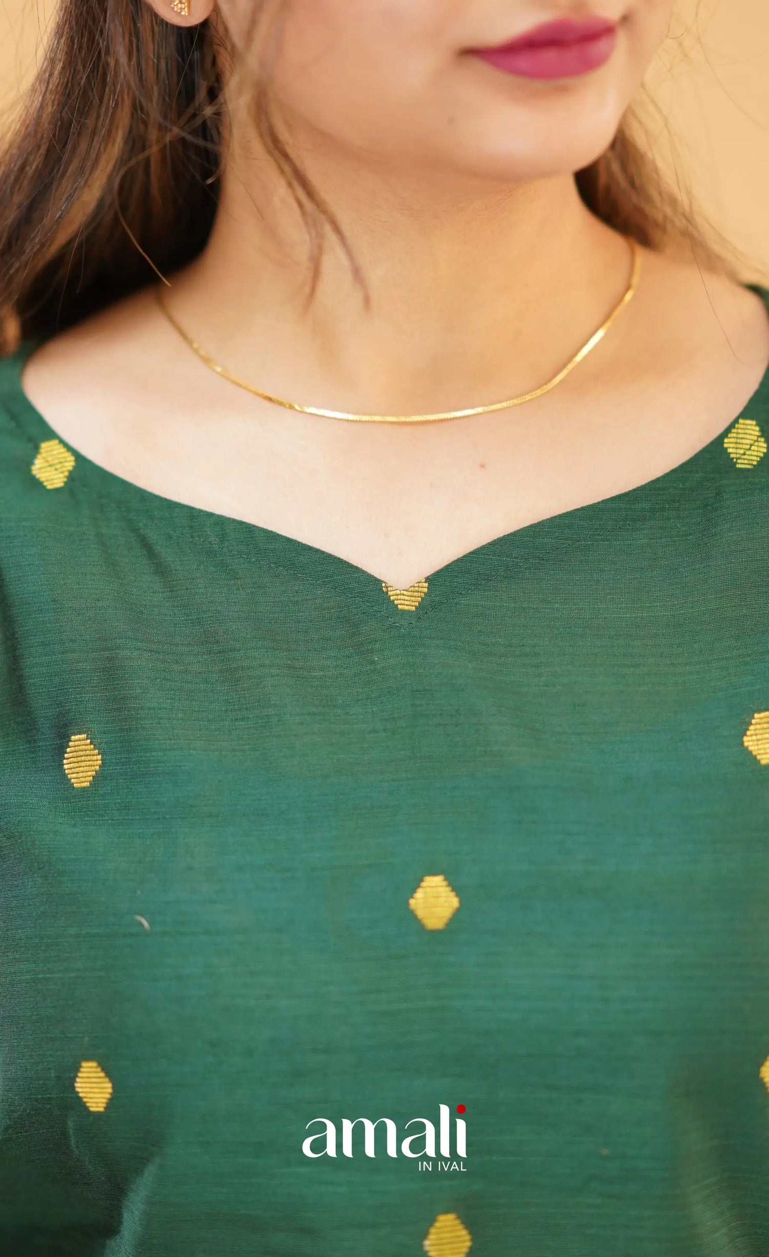 Bottle Green Slub Cotton Silk Co-Ord Set