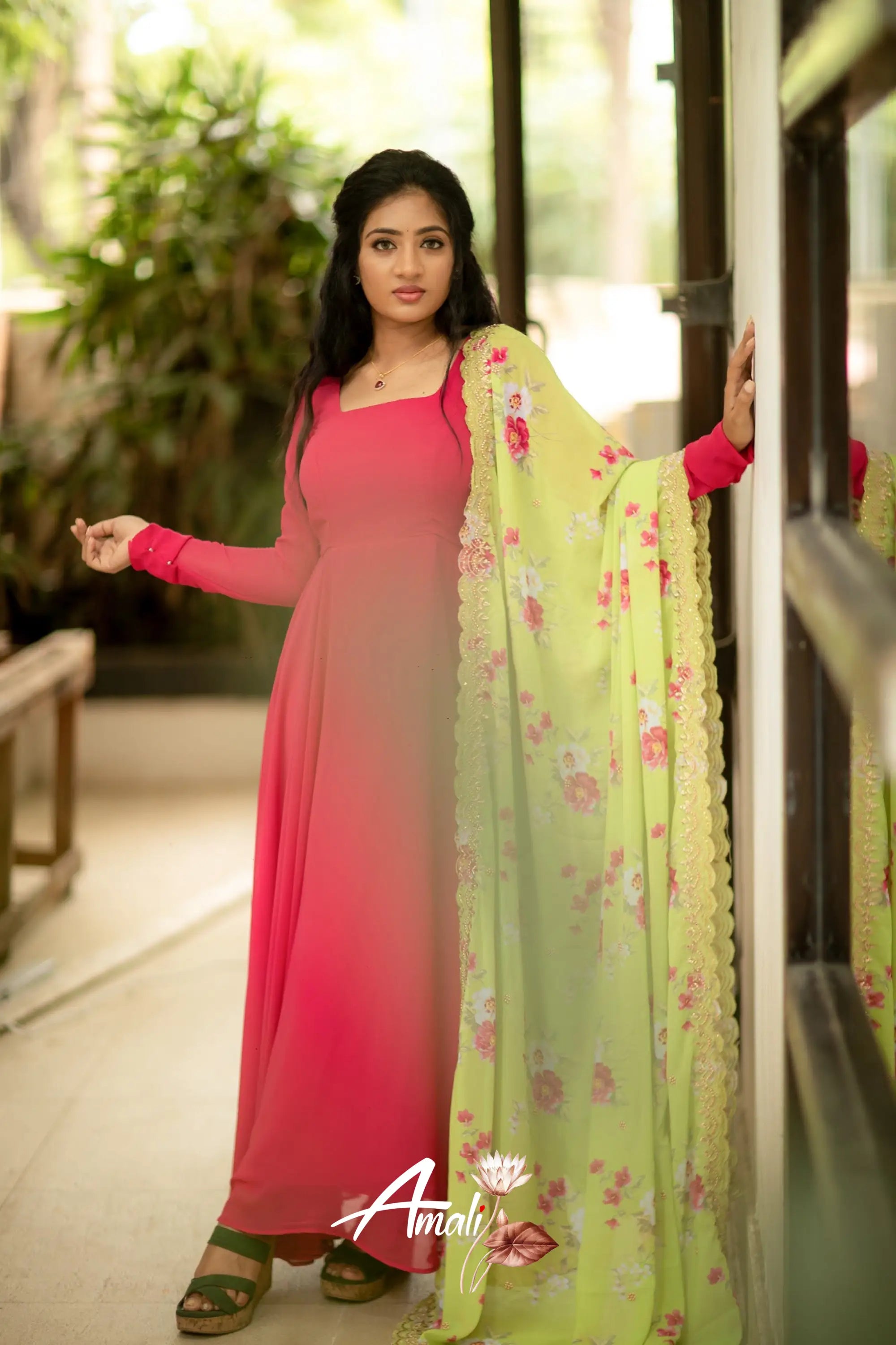 Bright Pink Georgette Anarkali Anarkalis