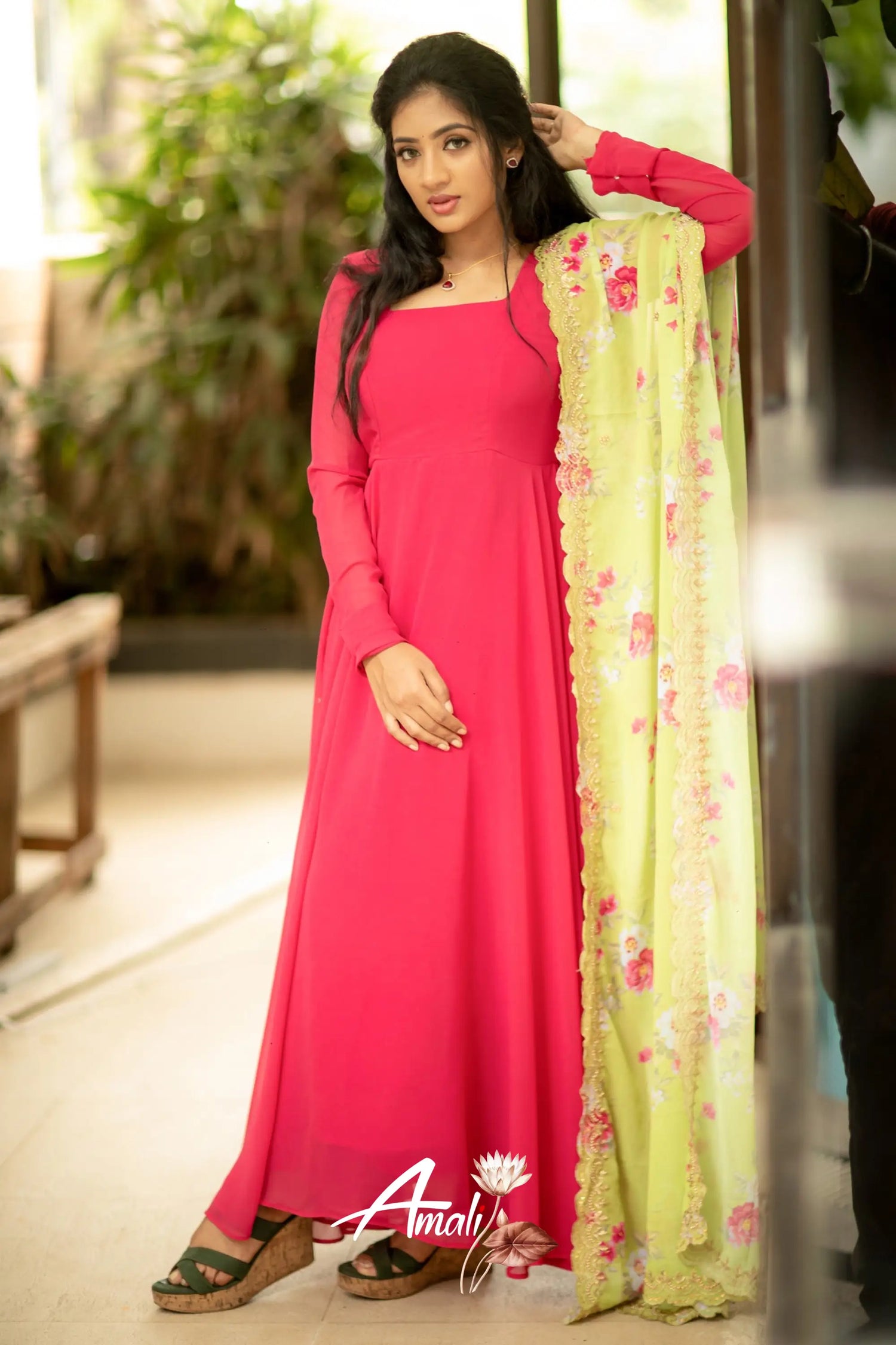 Bright Pink Georgette Anarkali Anarkalis