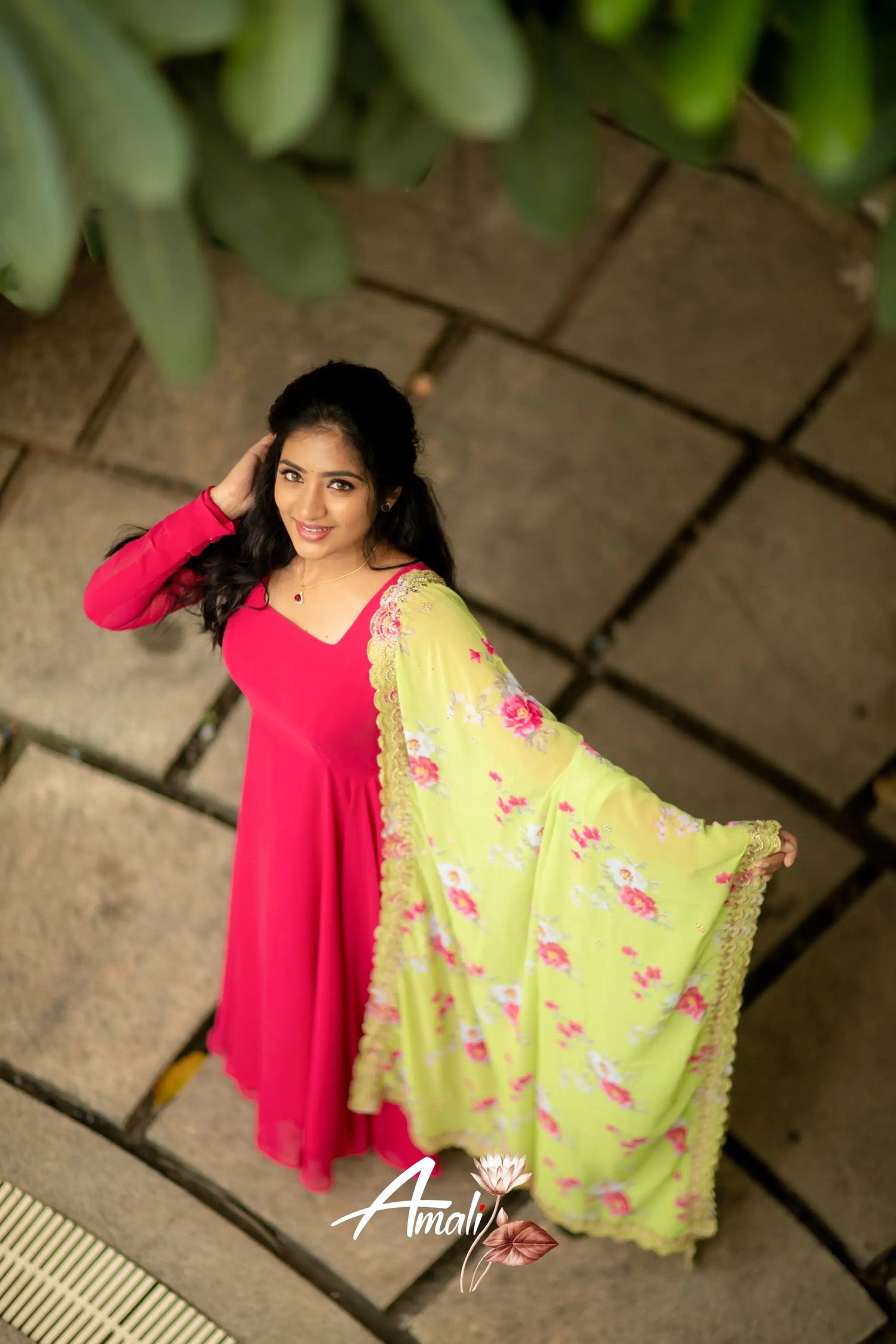 Bright Pink Georgette Anarkali Anarkalis