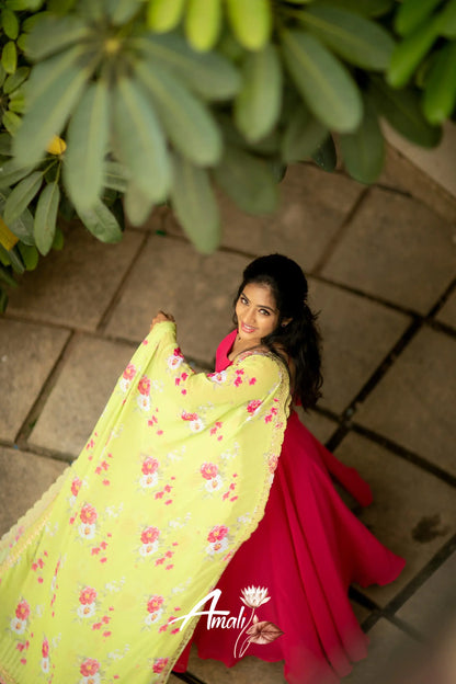 Bright Pink Georgette Anarkali Anarkalis