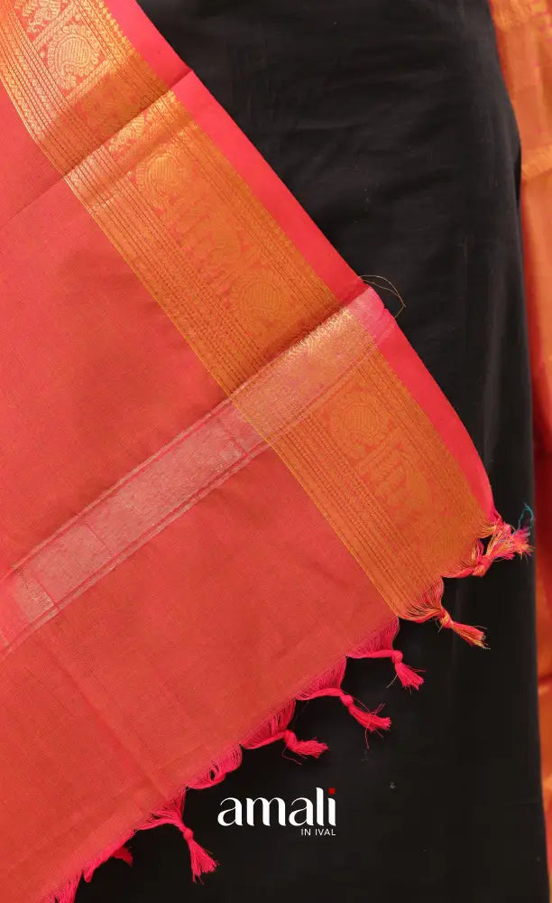 Bright Pink With Gold Chettinad Cotton Dupatta salwar