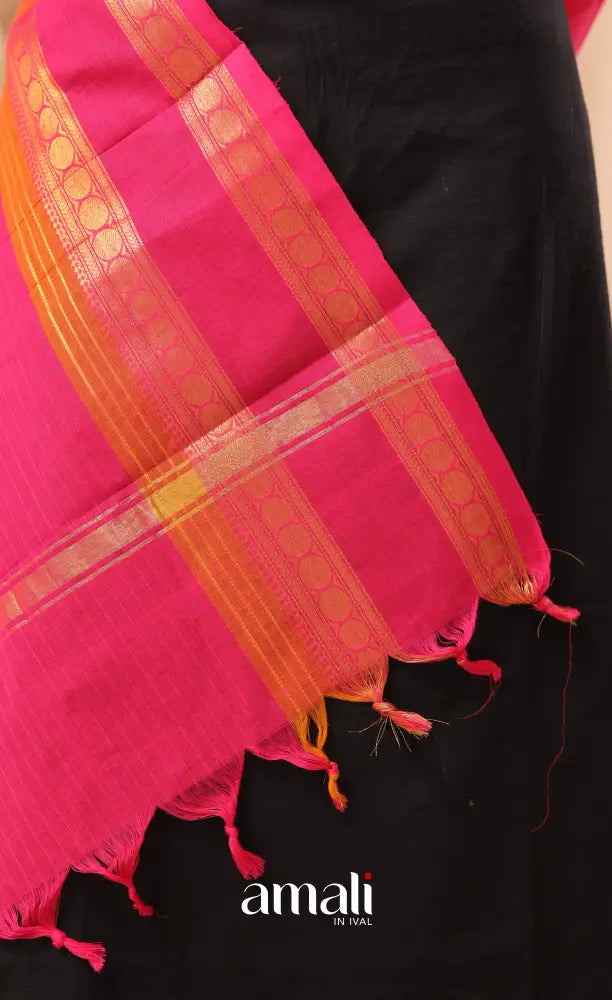Bright Pink With Gold Chettinad Cotton Dupatta salwar