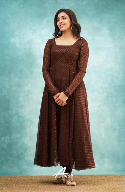 Brown Georgette Anarkali Anarkalis