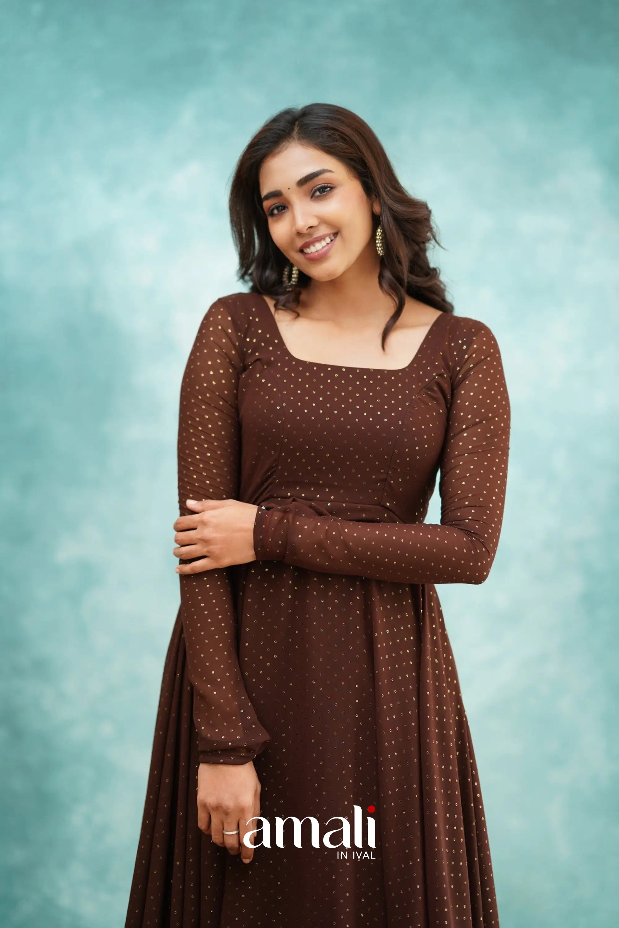 Brown Georgette Anarkali 2XL Brown Georgette Anarkali 2XL