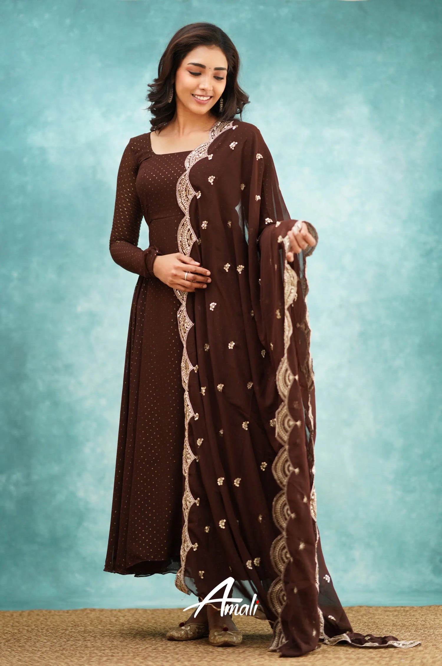 Brown Georgette Anarkali Anarkalis