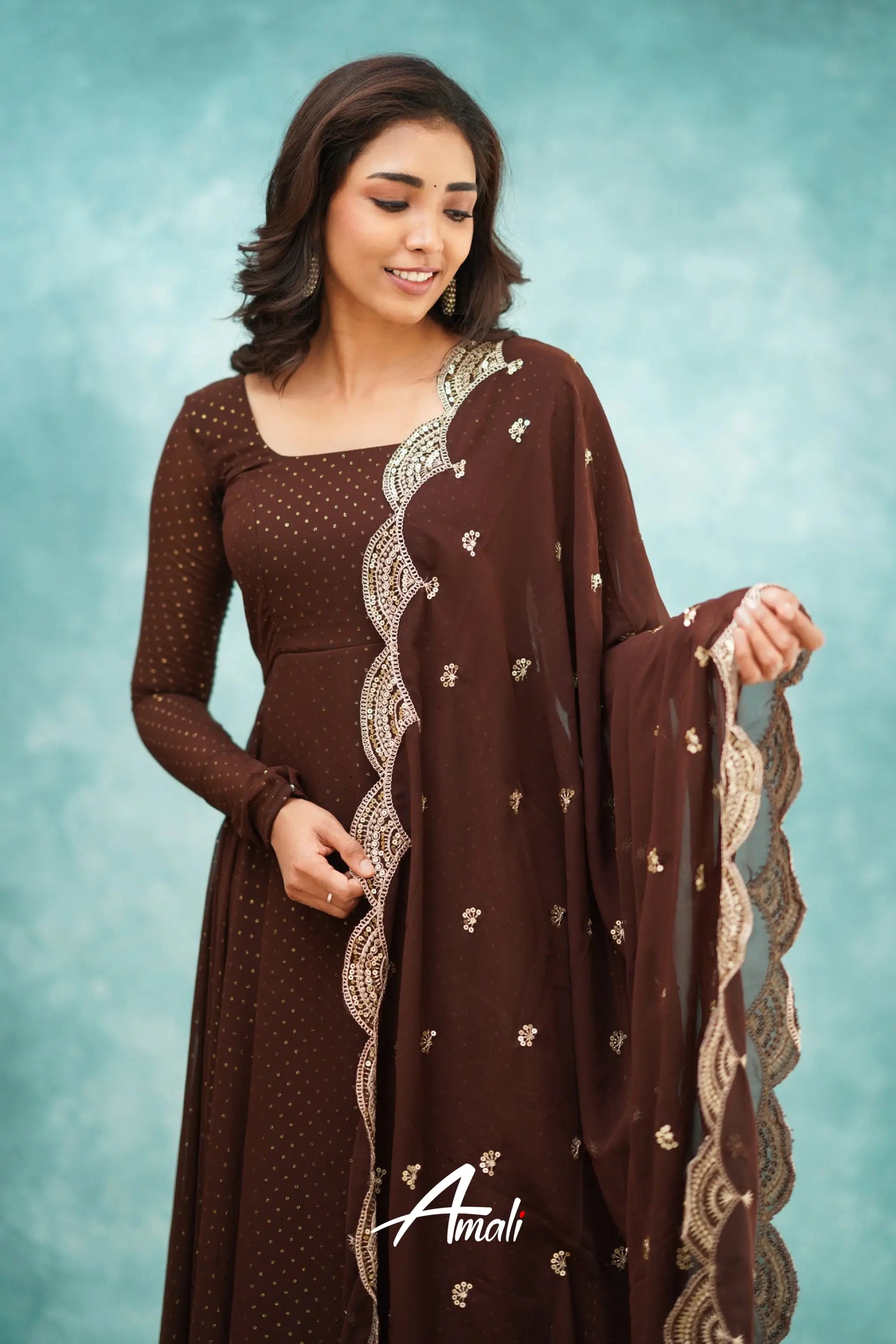 Brown Georgette Anarkali Anarkalis