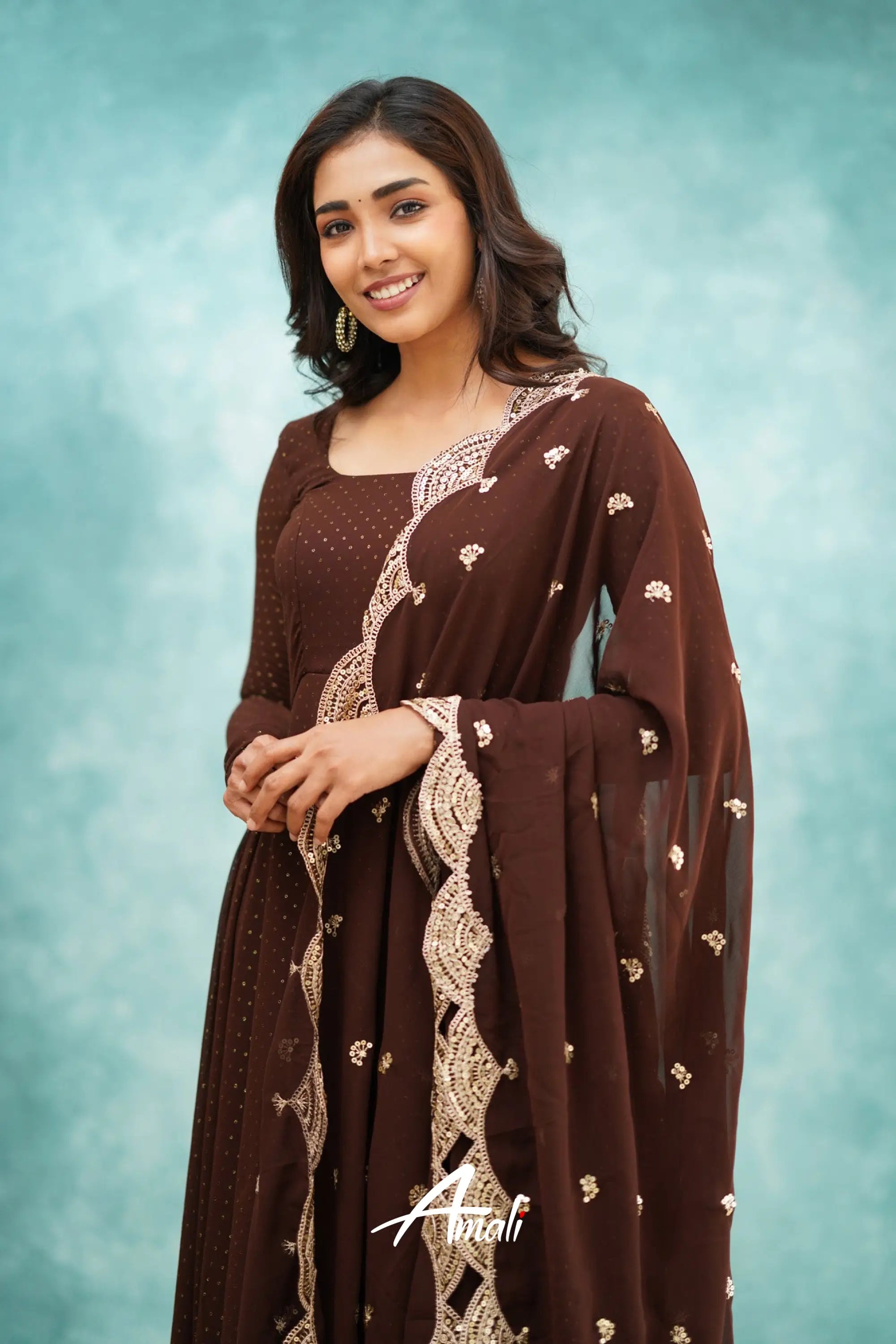 Brown Georgette Anarkali Anarkalis