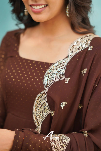 Brown Georgette Anarkali Anarkalis