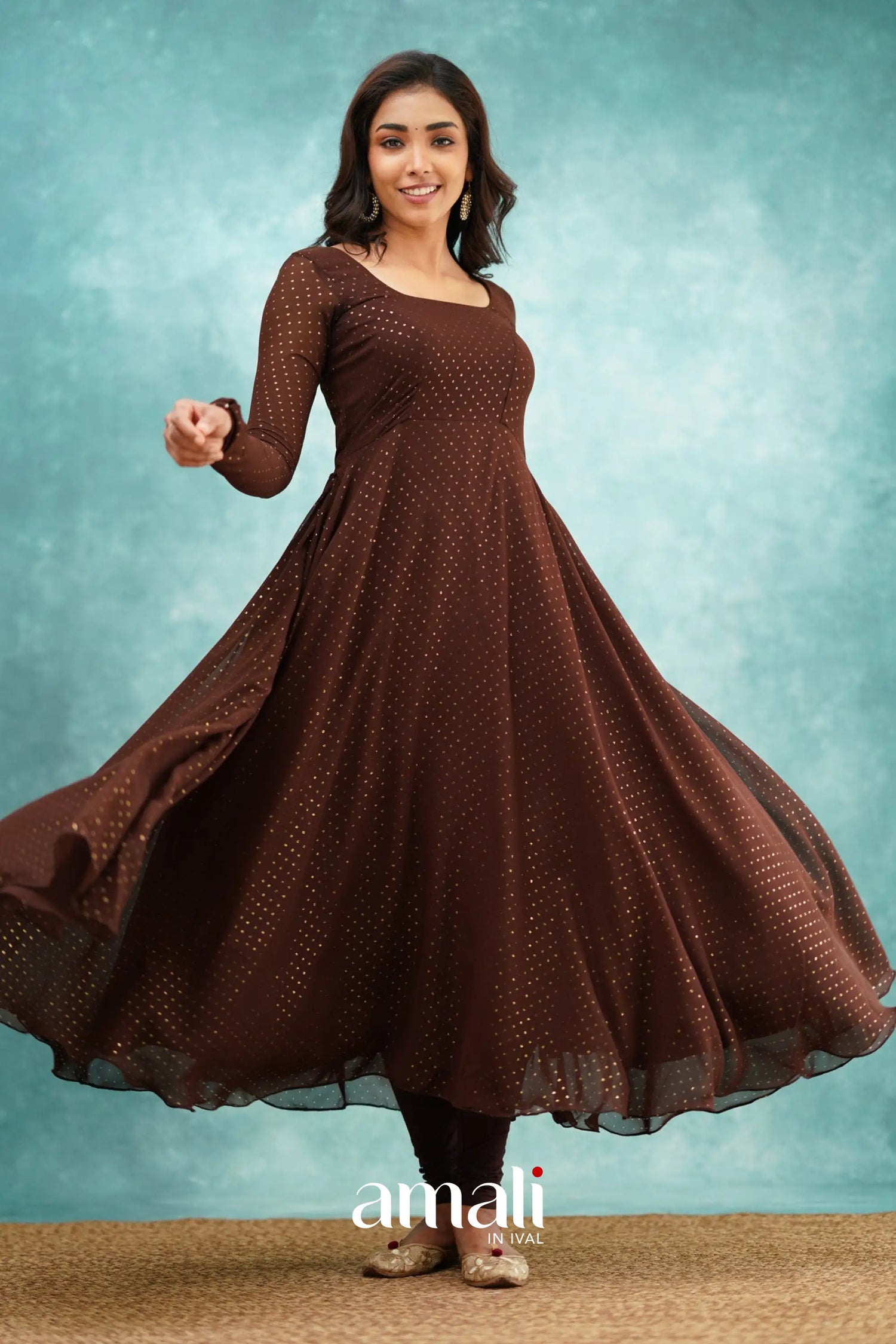 Brown Georgette Anarkali 2XL Brown Georgette Anarkali 2XL