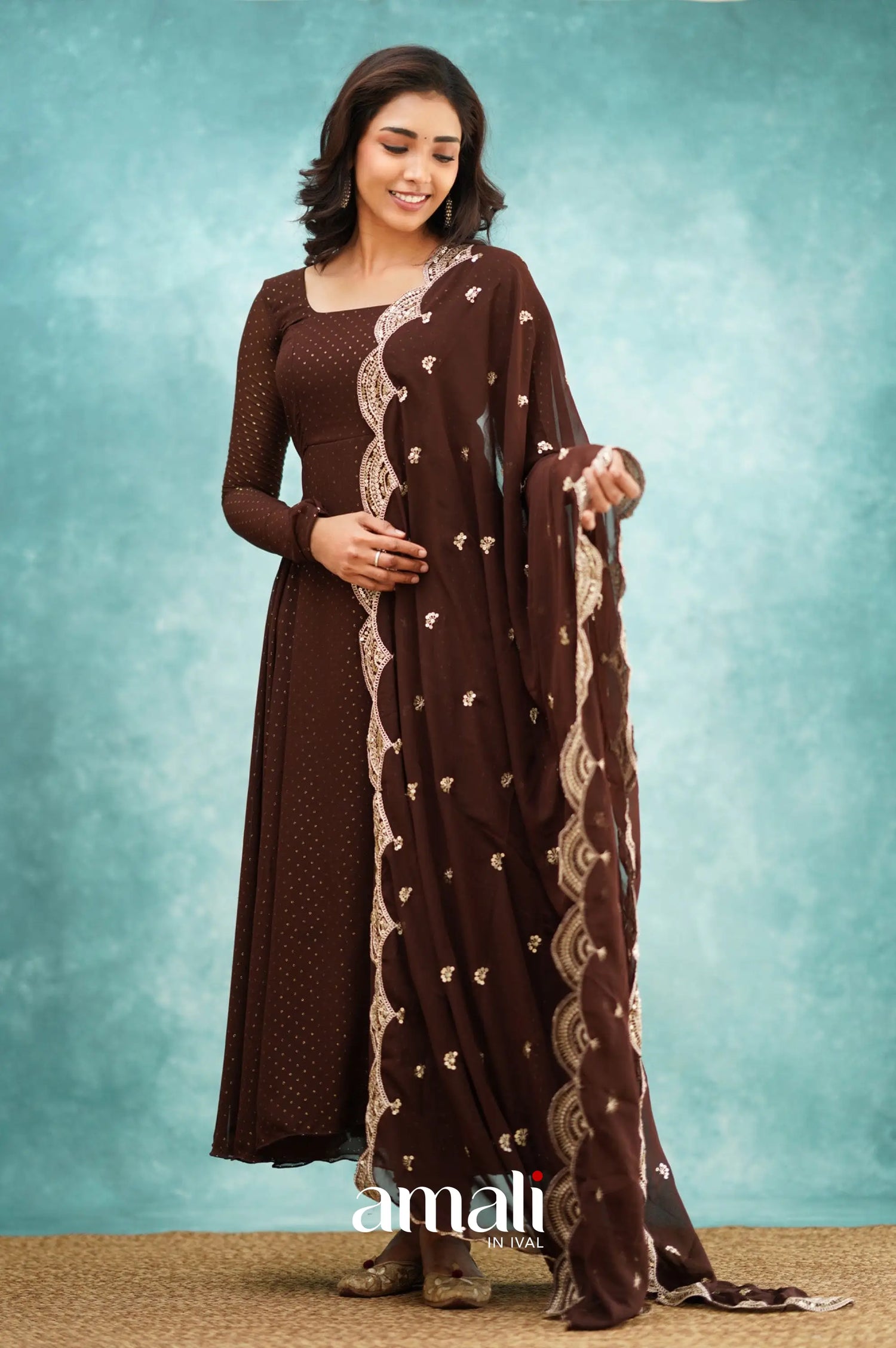 Brown Georgette Anarkali Anarkalis